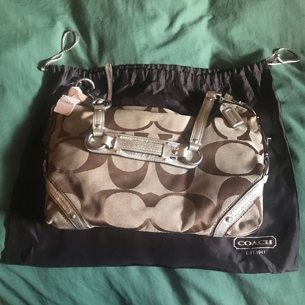 BNWT LARGE COACH SIGNATURE CARLY BABY BLUE INTERIOR - Picture 8 of 14